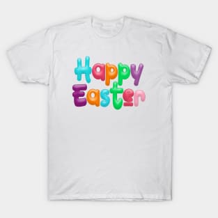 Playful Colorful Happy Easter Typography T-Shirt